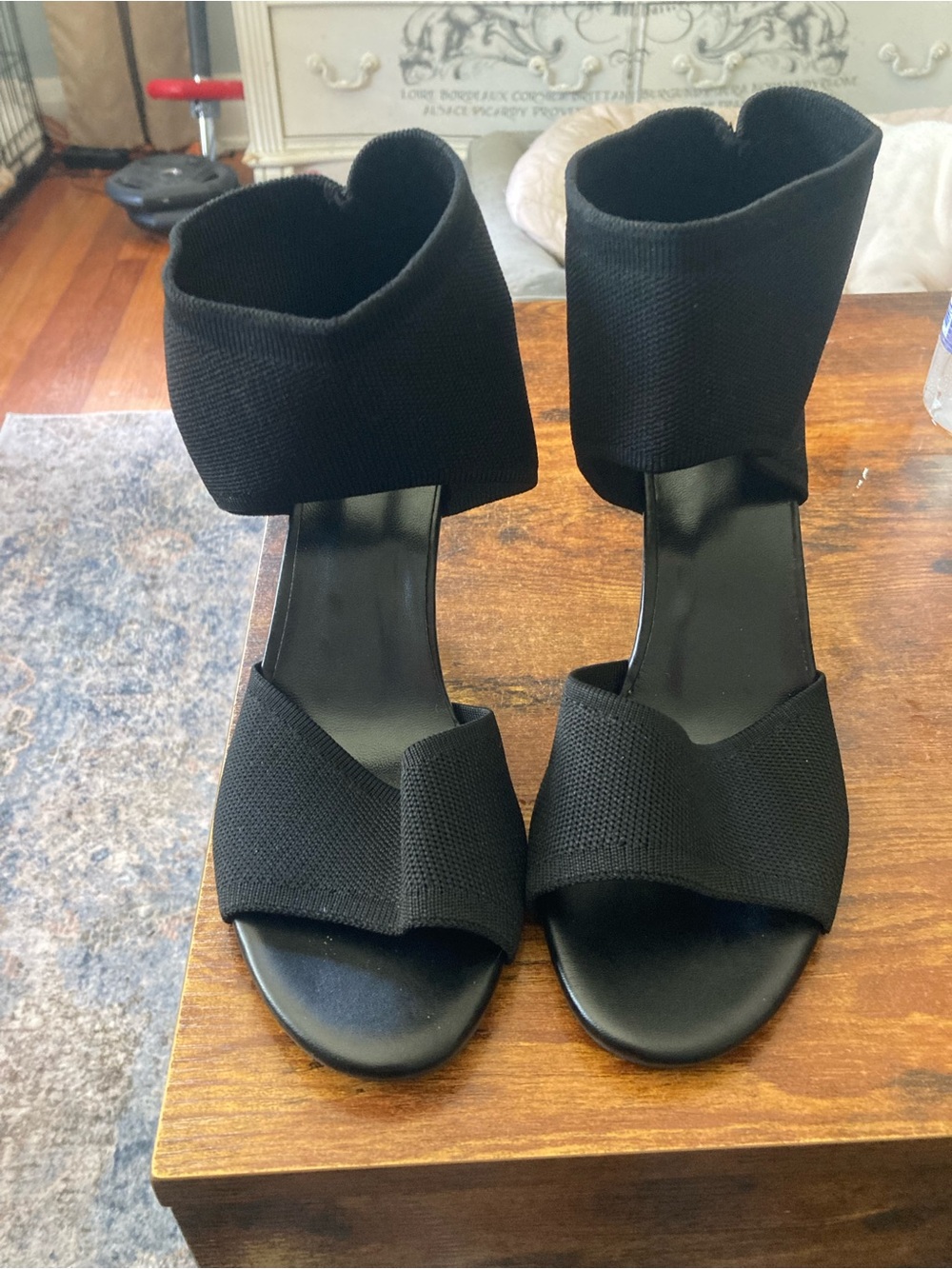 Black Women’s Ankle Strap Open-Toe Sandals